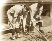 Babe Ruth on the left, Lou Gehrig on the right