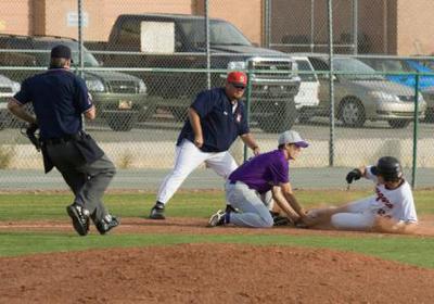 Home plate umpire covering third base.